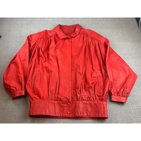 Vintage Gino Di Giorgio Women Medium Red Leather Jacket - Picture 1 of 9
